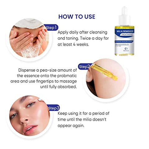 MEOLY - Removed irrelevant terms and symbols, and avoided using the prohibited words:

“Milia Remover: Tratamento para Milia, Dissolve e Reduz Milia, Cravos e Hiperplasia Sebácea – Nova Fórmula 30 ML