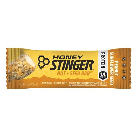 Barra de Sementes e Nozes Honey Stinger | Amendoim e Girassol | Alimento Rico em Proteínas para Exercícios, Resistência e Desempenho e Recuperação | Barra de Lanche Nutricional Esportivo para Casa