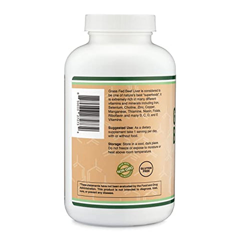 Double Wood Supplements - Cápsulas de Fígado Bovino (1.000mg de Fígado Bovino Desidratado de Pasto por Porção, 180 Cápsulas, Suprimento de 3 Meses) – Digestão, Saúde Imunológica, Energia
