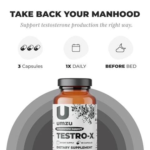 Testro-X | Suplemento de Testosterona para Homens | Energia, Força e Resistência | 60 cápsulas - UMZU