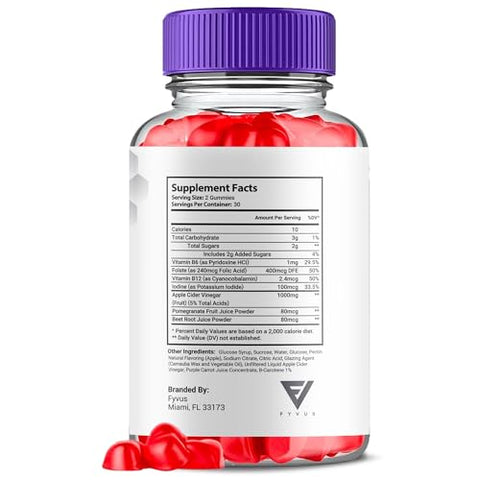 Fyvus - (2 Pacotes) Gomas Turbo Ripped Keto ACV, TurboRIpped Vinagre de Maçã Avançado Multivitamínico de Suporte Saudável, Turbo Rip Máxima Força Diária para Bem-Estar e Energia