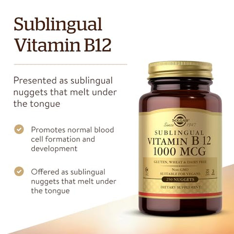 Vitamina B12 Sublingual 1000 mcg, 250 comprimidos  de Alta Visibilidade - SOLGAR