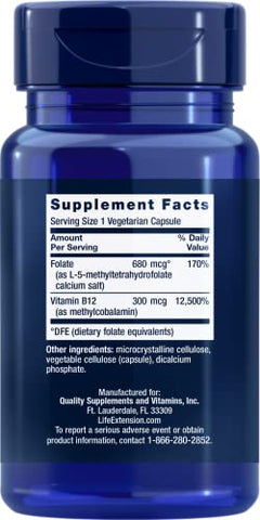 BioActive Folate – Aumente sua saúde com o melhor folato bioativo – 60 cápsulas - Life Extension