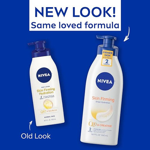 Loção Corporal Hidratante Sheer Hydration com Q10 e Creatina, Firmadora da Pele, Hidratante com Manteiga de Karité, Kit com 3 Frascos de 500 ml com Pump - NIVEA