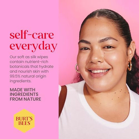 Burt's Bees - Burt’s Bees Lenços de Limpeza Facial com Água de Rosas, para Todos os Tipos de Pele, Removedor de Maquiagem Micelar Hidratante – 100g