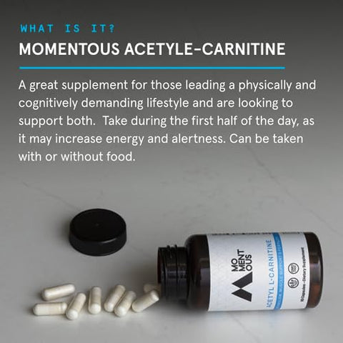 Acetyl-Carnitine: Potente Energia Cerebral, 60 Porções, 500mg/g - Momentous