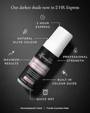 Platinum Mousse Express 2 HR – Tom Mais Escuro – Bronzeado Profissional – 5 Aplicações – Cruelty Free - Loving Tan