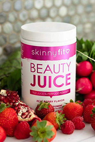 Suco SkinnyFit Beauty, Pó Superfood Vermelho, Sabor Açaí – Antienvelhecimento, Auxilia na Digestão, Ajuda a Melhorar o Humor | SkinnyFit Beauty Juice