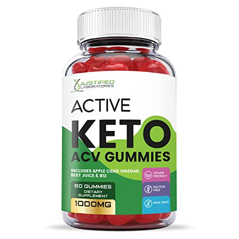 2 Pack Active Keto ACV Gummies 1000MG com Suco de Romã, Beterraba e Vitamina B12 – 120 Gummys - Justified Laboratories