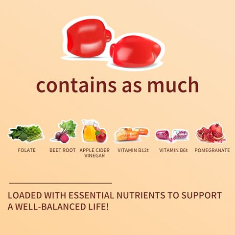Regio - Keto ACV Gummies Fórmula Avançada, Gomas de Vinagre de Maçã com Romã e Beterraba em Pó B12, 1500MG Vegan Non GMO 60 Gomas