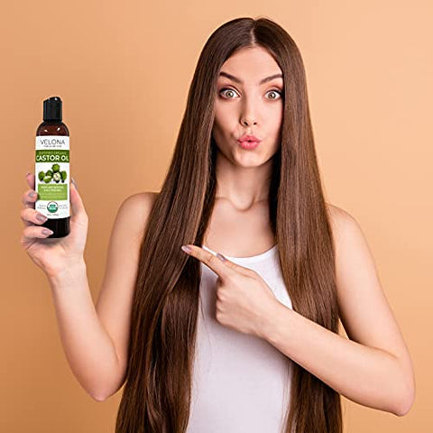 velona - Óleo de Rícino Orgânico Certificado pelo USDA – 64 oz | Para Cabelos, Fortalece Cílios, Sobrancelhas | Extraído a Frio, Óleo Natural, Grau USP | Livre de Hexano  Velona