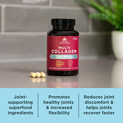 Cápsulas de Colágeno para Suporte Articular, 90 Ct, Mobilidade Articular, Suporte para Articulações e Pele - Ancient Nutrition
