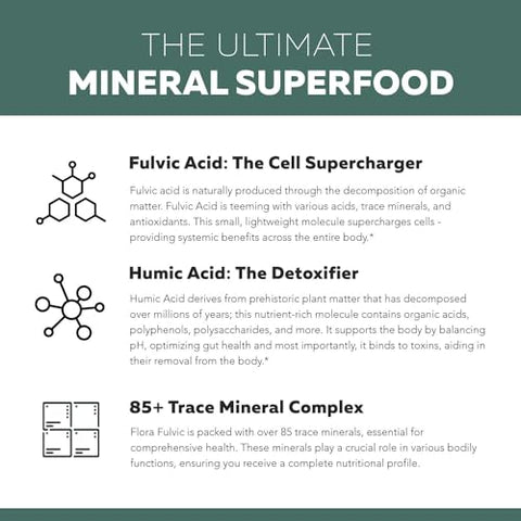 Triquetra Health - Flora Fulvic | Complexo de Ácido Fúlvico e Ácido Húmico – 550 mg | Extraído das Profundezas Pré-Históricas da Terra em Utah | Imunidade, Intestino, Digestão – Complexo Mineral Traço Natural, Ácido Fúlvico
