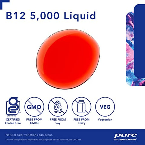 Suplemento de Vitamina B12 Methylcobalamin Pure Encapsulations 5.000 líquido – Suporte para Energia, Saúde Nervosa e Função Cognitiva