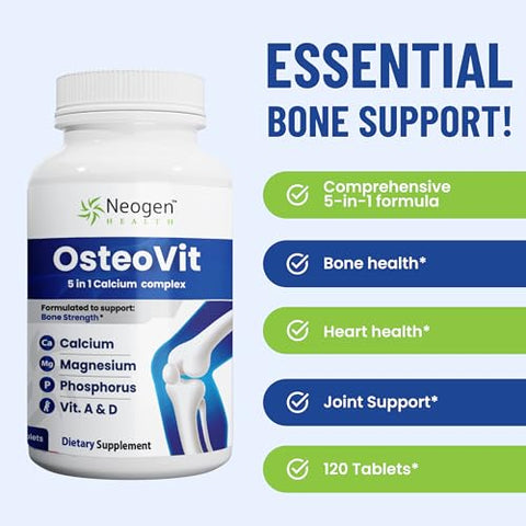 Neogen Health - OsteoVit 5-em-1 Cálcio 120 tabs: Cálcio, Magnésio, Fósforo, VIT. A