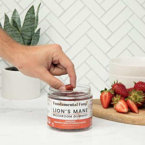 Fundamental Fungi - Gomas de Cogumelo do Leão Orgânico | 90 Porções | Saúde Cerebral, Foco, Clareza