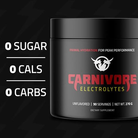 Carnivore Electrolytes - Pó de Hidratação Premium para Dieta Carnívora – Suporte Equilibrado de Eletrólitos, Zero Carb, Amigo do Keto – Energia Ótima