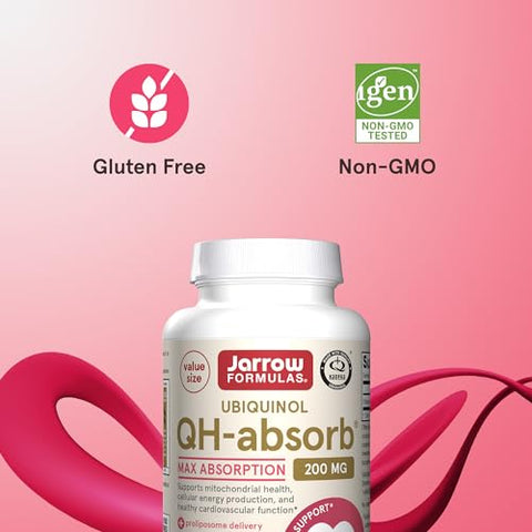 QH-Absorb 200 mg – Co-Q10 Antioxidante Ativo – Suplemento Alimentar – Suporta Produção de Energia Mitocondrial - Jarrow Formulas