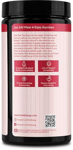 Energy Original Mistura para Bebida de Pretzel de Chocolate Branco e Hortelã-Pimenta (20 Porções) – Sem Glúten, Sem Soja, Sem Amendoim - Perk