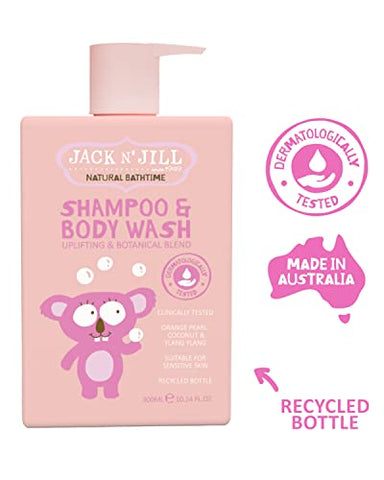 JACK N' JILL ................. SINCE 1949 - Shampoo e Sabonete Líquido Natural Jack N’ Jill para Crianças – Pele Sensível, Testado Dermatologicamente, Livre de Corantes e Sabão, Cruelty Free, Vegano – 300 mL (Embalagem de 1)
