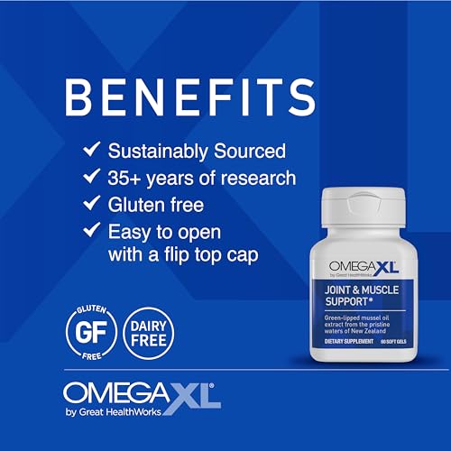 Suporte para Articulações, Óleo de Mexilhão de Lábios Verdes, Cápsulas de Gel Macio, Livre de Medicamentos, 60 Unidades HeartXL 30 Unidades, Potente Mistura de Ômega-7 - OmegaXL