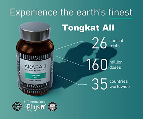 AKARALI - Extrato de Raiz de Tongkat Ali Akarali com Tecnologia de Extração Patenteada Physta®, Alto Teor de Eurycomanone, Suporte Natural à Testosterona