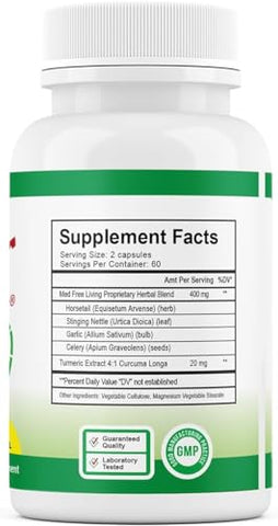 Medfree Living - Factor 5 Med Free Living – Suporte Avançado com Cúrcuma, Urtiga, Cavalinha, Alho e Semente de Aipo – Conforto Articular (120 cápsulas)