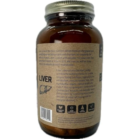 Fígado Bovino 3000 mg, Cápsulas de Fígado Bovino Liofilizado, 100%% Criados em Pasto na Nova Zelândia, 180 Cápsulas de Fígado, Suprimento de 45 Dias - MK Supplements