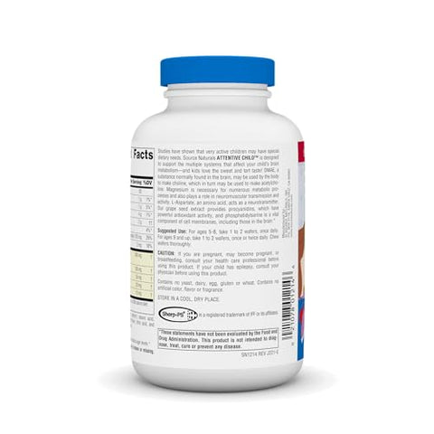Attentive Child – Nutrientes Cognitivos Saudáveis para Crianças Ativas – Foco Aprimorado – 60 cápsulas - Source Naturals