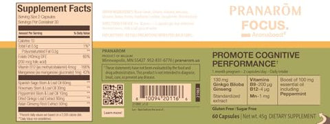 Aromaboost Focus: Saúde Cerebral, Energia e Memória – 60 cápsulas - Pranarom