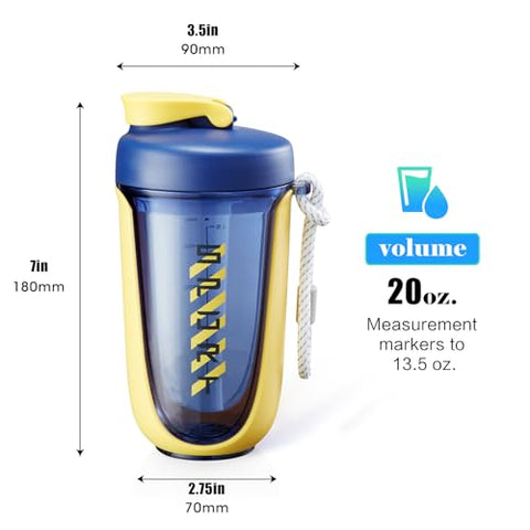 boieioe - Shaker Cups 20 oz (600 ml) – Garrafa para Shake de Proteína, à Prova de Vazamentos, Ideal para Academia, Pré-Treino, Coquetéis e Shake para Perda de Peso