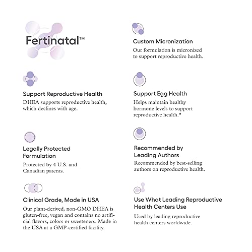Fertinatal - Suplemento Micronizado de DHEA para Mulheres, Cápsulas Naturais de DHEA 25mg, Suplementos de Fertilidade para Mulheres (84 Cápsulas – Fornecimento de 28 Dias)