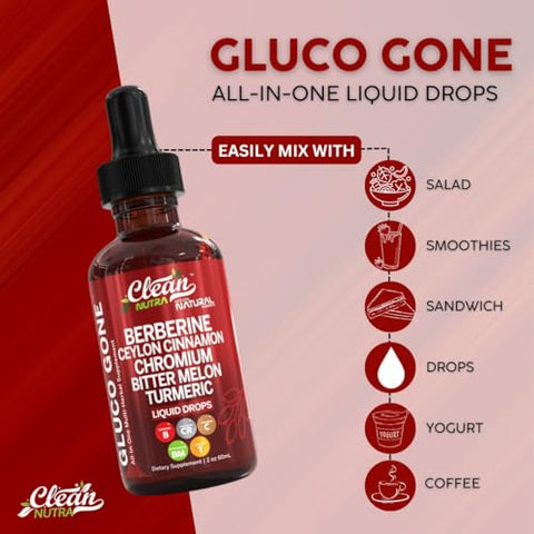 Clean Nutraceuticals - Suplemento Líquido de Canela Ceylon Orgânica com Berberina, Extrato de Melão Amargo, Glucomanano, Gymnema, Cromo, Cúrcuma, Ginseng Panax Orgânico, Vinagre de Maçã