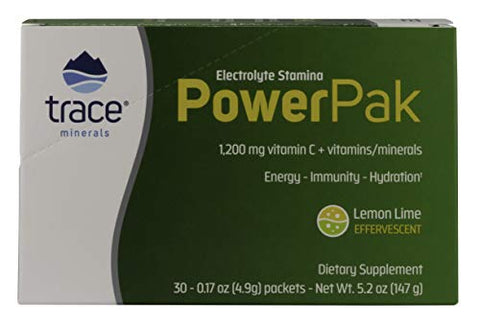 Power Pak Pó Eletrólito | 1200 mg Vitamina C, Zinco, Magnésio | Reforça Imunidade, Hidratação e Energia Natural | Limão Lima | 30 Pacotes - Trace Minerals