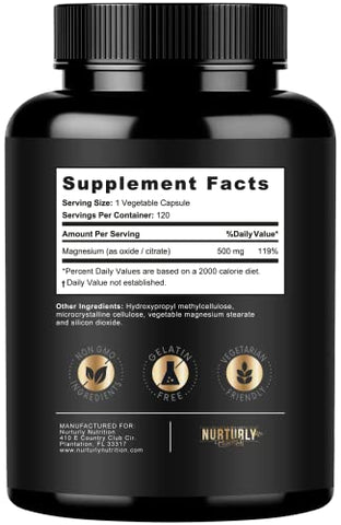 NURTURLY - Magnésio Citrato: Benefícios para a Saúde e Bem-Estar | 100% Natural | 500g