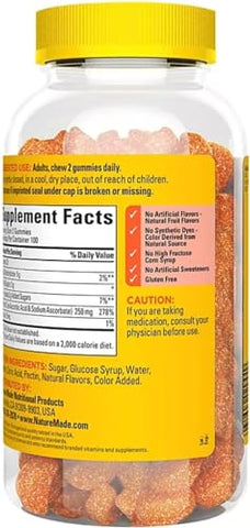 Adventure Home - Nature Made Vitamina C Extra Forte 500 mg, Suplemento Alimentar para Suporte Imunológico, 180 Gomas, Suprimento de 90 Dias Guia Melhor Vitaminas Suplementos Livro Grátis
