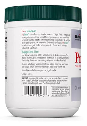 ProGreens 265 g em Pó – Superalimento de Verdes Orgânicos, Mistura de Verdes em Pó, Suplemento de Verdes Saudáveis, Pó de Bebida Verde, Fórmula Avançada de Probióticos - Nutricology