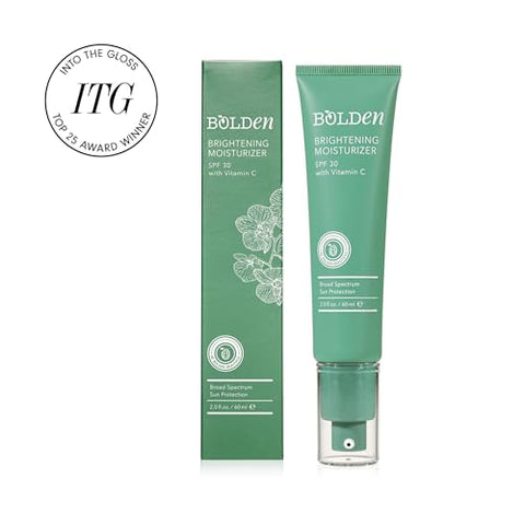 BOLDEN - Bolden Hidratante Facial Clareador SPF 30 com Vitamina C | Protetor Solar de Amplo Espectro UVA/UVB | Aplicação Transparente sem Resíduos Esbranquiçados | Ideal para Pele Rica em Melanina | 60 ml | Bolden