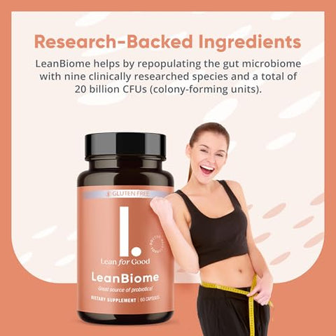 LEANFORGOOD - LeanBiome: Fórmula Probiótica de 9 Cepas, Suporte para um Microbioma Intestinal Equilibrado, Probióticos Poderosos com Greenselect Phytosome – 60 Cápsulas