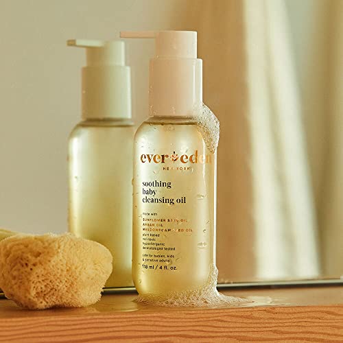 Óleo de Limpeza Calmante para Bebês, 118 ml | Cuidados Limpos para Bebês | Não-tóxico e Livre de Fragrâncias | Ingredientes Limpos - Evereden