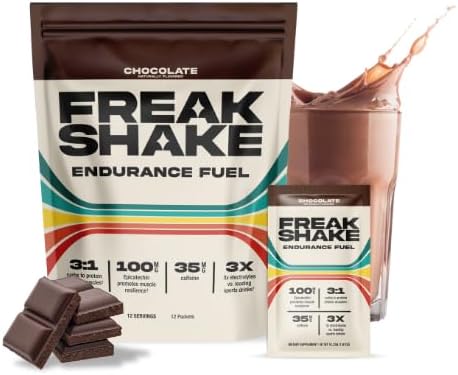 Freak Shake - Pó de Recuperação Pós-Treino (Chocolate) – Bebida de Treinamento de Resistência com Alto Teor de Carboidratos – Eletrólitos, Mistura Completa de Proteínas, Suplemento de Recuperação Muscular com Bio-Nutrientes – 12 Porções Individuais