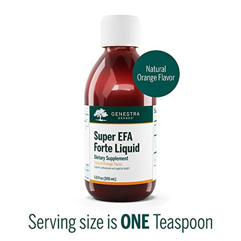 Super EFA Forte Líquido | Fórmula de Óleo de Peixe para Apoiar a Saúde Cognitiva, Cardiovascular e Articular | Sabor Natural de Laranja | 200 ml - Genestra Brands