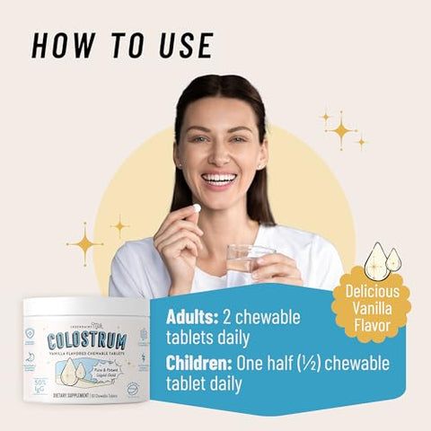 Comprimidos Mastigáveis de Colostro Bovino para Saúde Diária do Intestino - Legendairy Milk