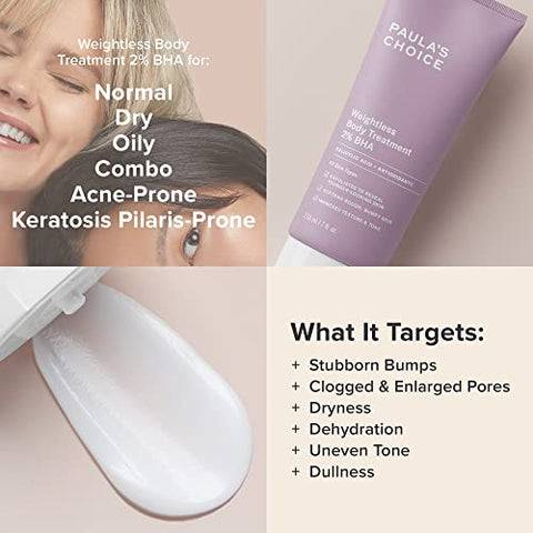 Paula's Choice - Paula’s Choice Tratamento Corporal Peso Leve 2%% BHA, Ácido Salicílico Esfoliante, Hidratante para Pele Propensa a Queratose Pilar (KP)