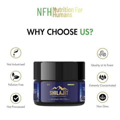 NFH Nutrition For Humans - NFH Resina Orgânica de Shilajit Puro do Himalaia | Suporte à Vitalidade | 100% Natural | 30g