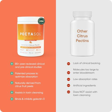PectaSol Modified Citrus Pectin – 120 Tabletes Mastigáveis de Tangerina – Suplemento para Saúde Total do Corpo, Apoio ao Coração, Sistema Imunológico e Resposta Inflamatória – Mantenha-se Saudável - EcoNugenics
