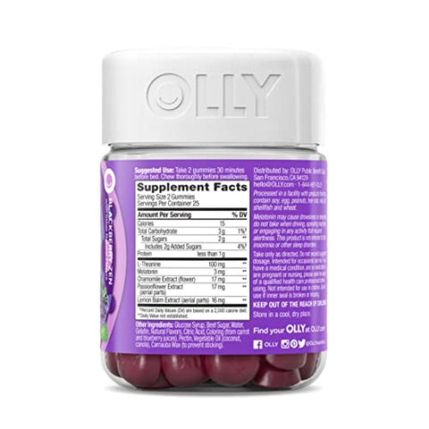 OLLY - Olly Restful Sleep Gomas de Vitaminas BlackBerry Zen (Pacote com 4) – 120g