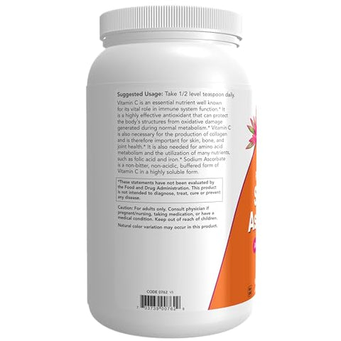 Suplementos, Pó de Ascorbato de Sódio, Tamponado, Proteção Antioxidante*, 3 Libras - NOW Foods