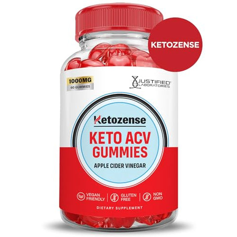 Justified Laboratories - (3 Pacotes) Gomas Ketozense Keto ACV Fórmula Avançada 1000MG Ketozene Gomas Keto Vinagre de Maçã Ketozens Formuladas com Romã e Beterraba em Pó B12 Vegano Não GMO