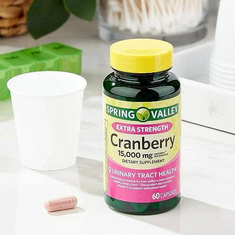 Extra Strength Cranberry Cápsulas Suplemento Alimentar, 15.000mg Equivalente, Sem Glúten, Laticínios, Amendoins e Soja, 60 Unidades - SPEC